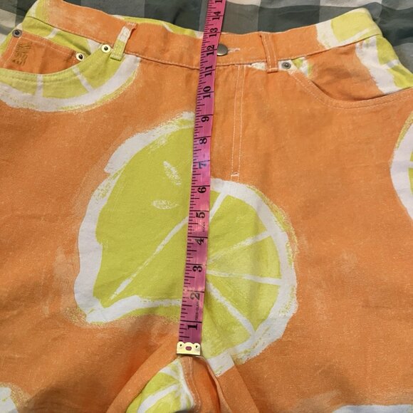 Zara Lemon Shorts Mens 30 Orange Limited Edition Bermuda Walking Novelty Print - Picture 8 of 10